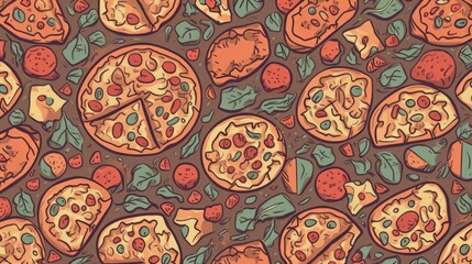 Pizza Pattern, Fast Food Patterns, Pizza, Italian Kitchen, Junk Food Patterns, Ai Generated Art.