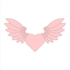 Heart with wings isolated on white background