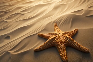 Fototapeta na wymiar Starfish on the summer on the sand in a beach. Generative AI