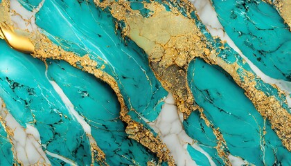 Luxurious Aqua Tone onyx marble with golden veins high resolution, Turquoise Green marble, polished slice mineral, blue water in swimming pool rippled water surface detail background modern interior
