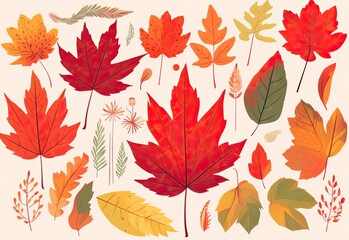 Fototapeta na wymiar Autumn falling colorful leaves seamless pattern. Generative AI