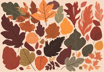 Naklejka na ściany i meble Autumn falling colorful leaves. Generative AI