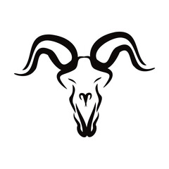 hand drawn illustration of skull goat logo
