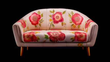 Generative ai illustration of luxurious flower tiled tissue sofa
