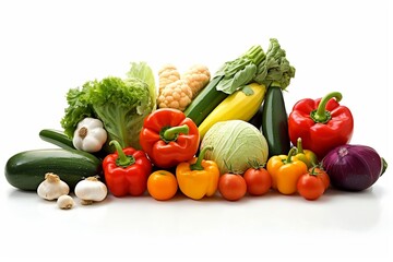 A Captivating Snapshot of Diverse Vegetables Isolated on White Background, Generated Ai