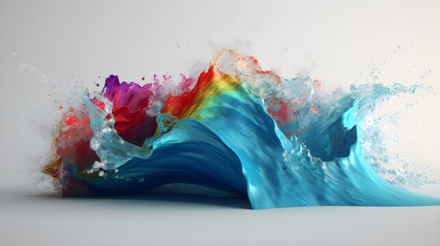 Chromatic color dance unleashed, vibrant paint wave illustration