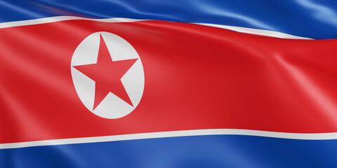 A flaf of northern korea 3d rendering