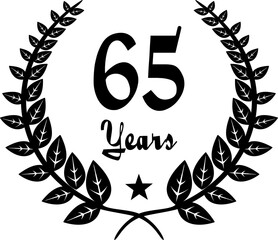 65 Years Anniversary stilyzed Laurel, black and white