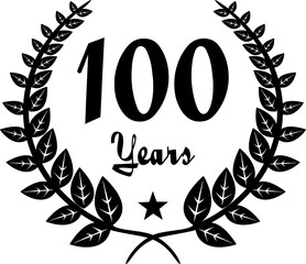 100 Years Anniversary stilyzed Laurel, black and white
