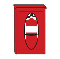 Vector flat color box fire extinguisher icon on white background