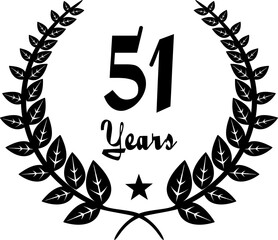 51 Years Anniversary stilyzed Laurel, black and white