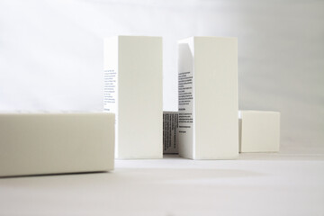 Product photo of rectangular white boxes without design, without background, for mockups