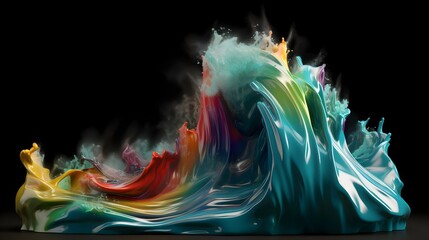 Abstract color flow, vibrant paint wave desktop wallpaper