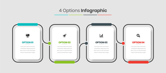 Fototapeta na wymiar Business Timeline Infographic Presentation Template with Rounded Rectangle Label 4 Options and Icon