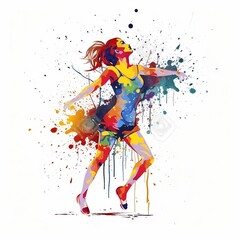 Fototapeta na wymiar Dancer girl with colorful spots ,generative AI
