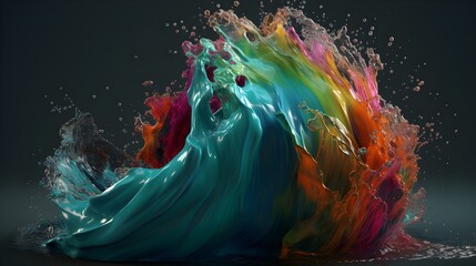 Whimsical colorful waves of enchantment, abstract paint wave design