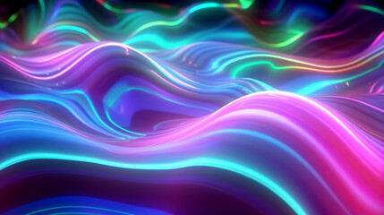 Obraz premium Futuristic holographic background, Psychic glowing waves created with generative ai