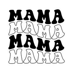 Hand lettering mama groovy retro mom boho hippie text mother quotes vintage wife girl typography wavy text smile face