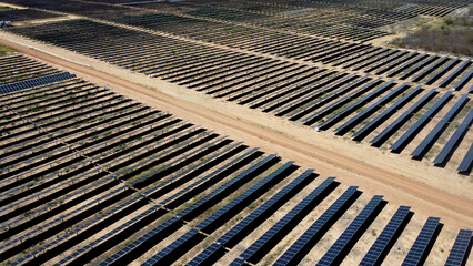 oliveira dos brejinhos, bahia, brazil - june 7, 2023: solar energy production board farm is seen in...