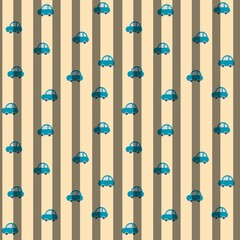 Seamless pattern with blue car and grey stripe on yellow background for cloth pattern ,baby fabric, pillow case,towel,floor tiles,wallpaper ,curtain,tiles pattern, home decorating design,art design