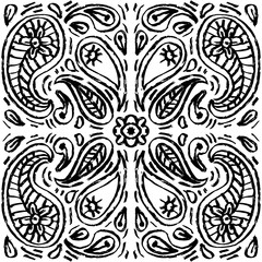 Doodle hand drawn floral seamless pattern with paisley ornament.