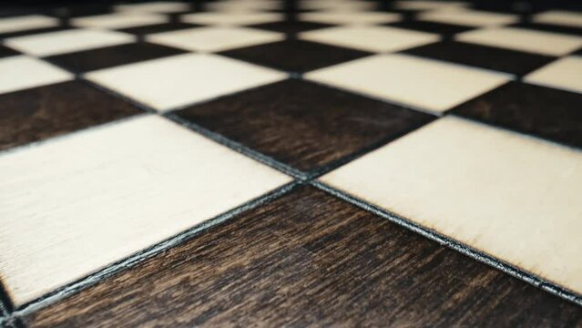 Seamless wooden chessboard background. Slider macro. Black White Checker floor
