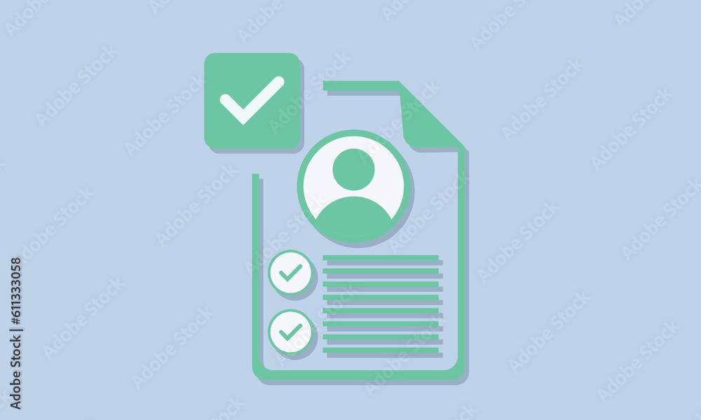 Poster approved work history outline. linear style sign for mobile concepts and web design.