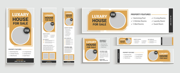 Real Estate web banner design, realtor social media banner, real estate web header ad banner template design