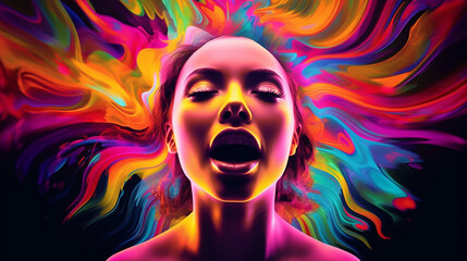 Fototapeta premium Pop Art Fusion of Psyche, Fashion created with AI generative