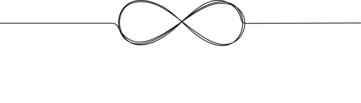 continuous single line drawing of infinity symbol, line art vector illustration