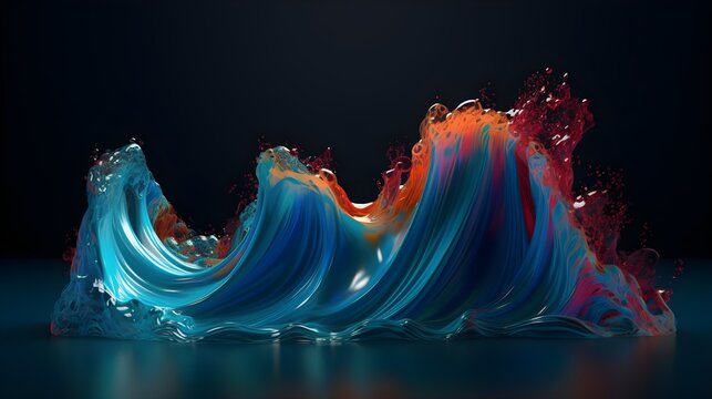 Whimsical colorful waves, abstract paint wave design