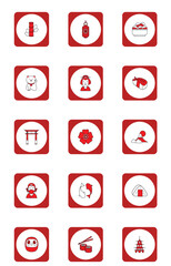 vector icon set of japanese culture with red border