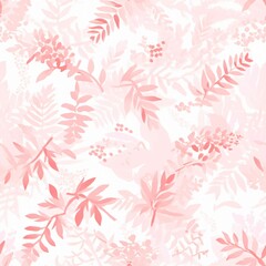 Fototapeta na wymiar Seamless floral tile pattern background design wallpaper, ecology leaf flowers nature, Generative AI