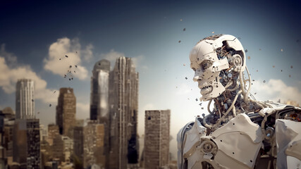 Obraz na płótnie Canvas Conceptual illustration development of artificial intelligence