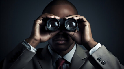 Business man with binoculars.