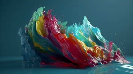 Fusion of vibrancy, colorful paint wave wallpaper