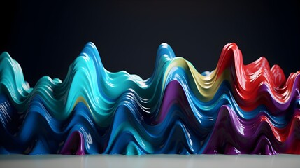 Radiating color bliss, abstract paint wave artwork