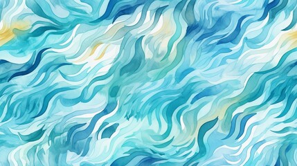 Tranquil Watercolor Ocean Waves Pattern