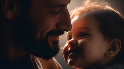 Fictional Persons. Sharing wisdom, enlightening picture of a father and child sharing knowledge and wisdom