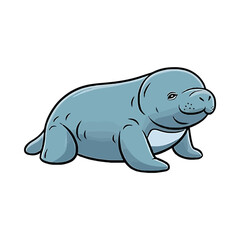 Fototapeta premium Curious Manatee: Engaging 2D Illustration Featuring a Charming Inquisitive Face