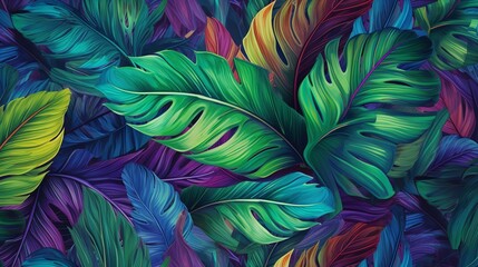 Vibrant Tropical Leaves Nature Pattern
