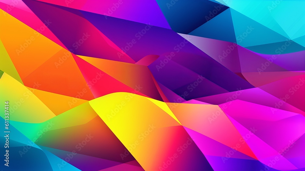 Poster abstract colorful background with triangles, background with vibrant colors, generative ai
