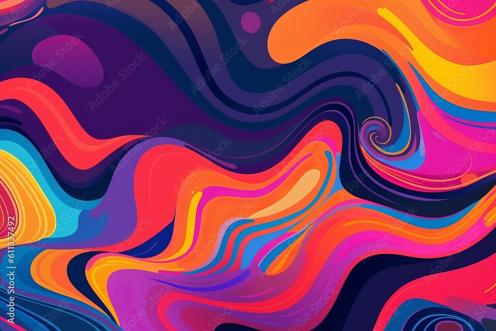 Poster abstract colorful background with waves - abstract rainbow background, background with vibrant color
