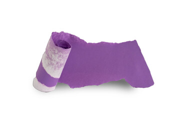 Purple torn paper isolated on white background