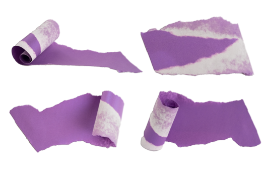 Purple torn paper isolated on white background