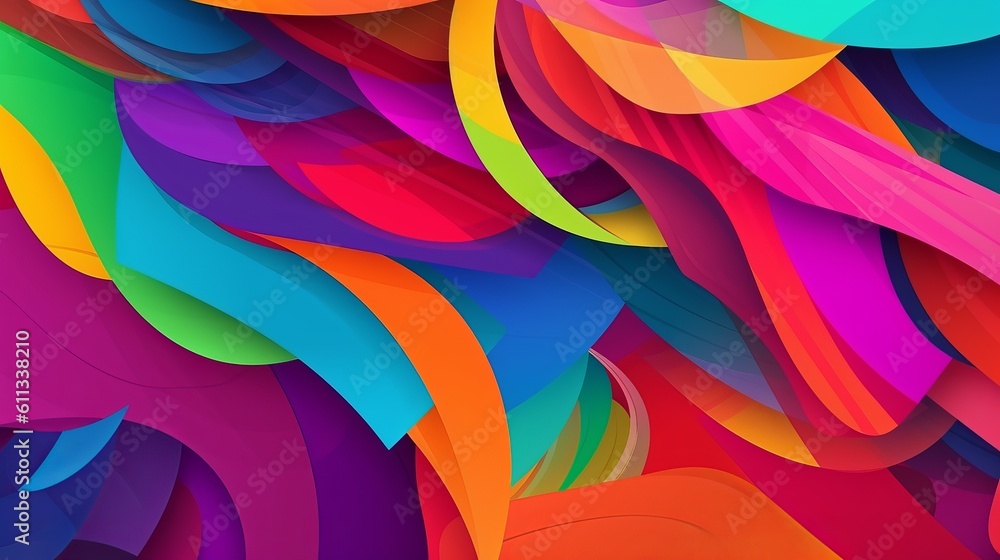 Poster background with vibrant colors - abstract background - colorful feathers background, generative ai