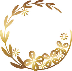 高級感のあるボタニカルフレーム　ゴールド