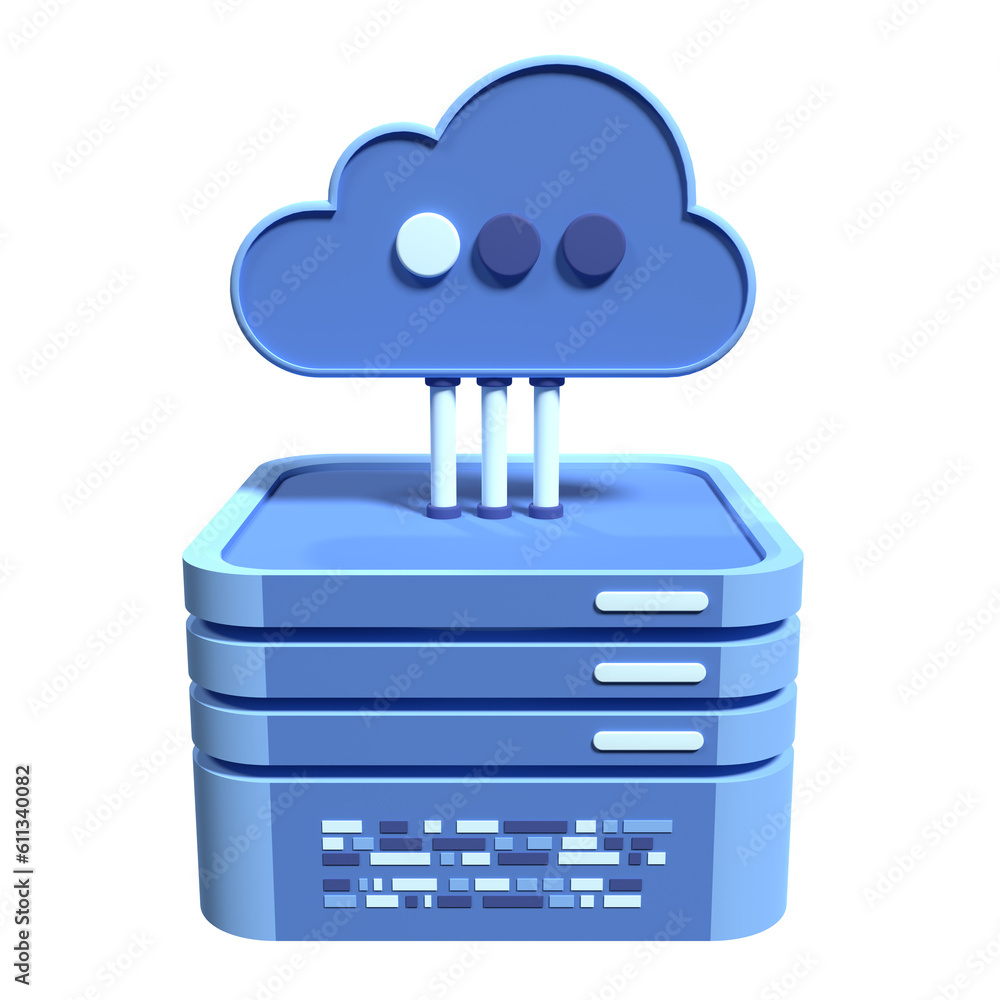 Poster cloud computing technology. cloud data center with hosting server. cloud service 3d rendering. netwo
