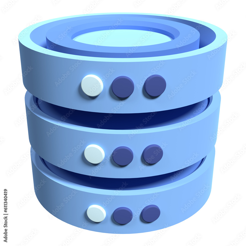 Fototapete 3d render of database. database server 3d render icon. network and database. computer technology. 3d
