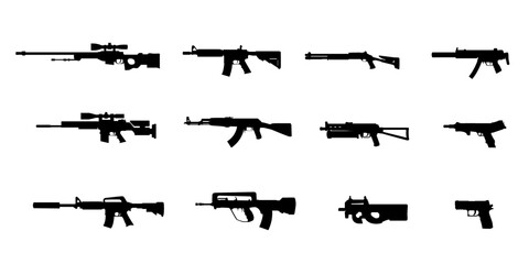 Weaponry Guns Silhouette Set
